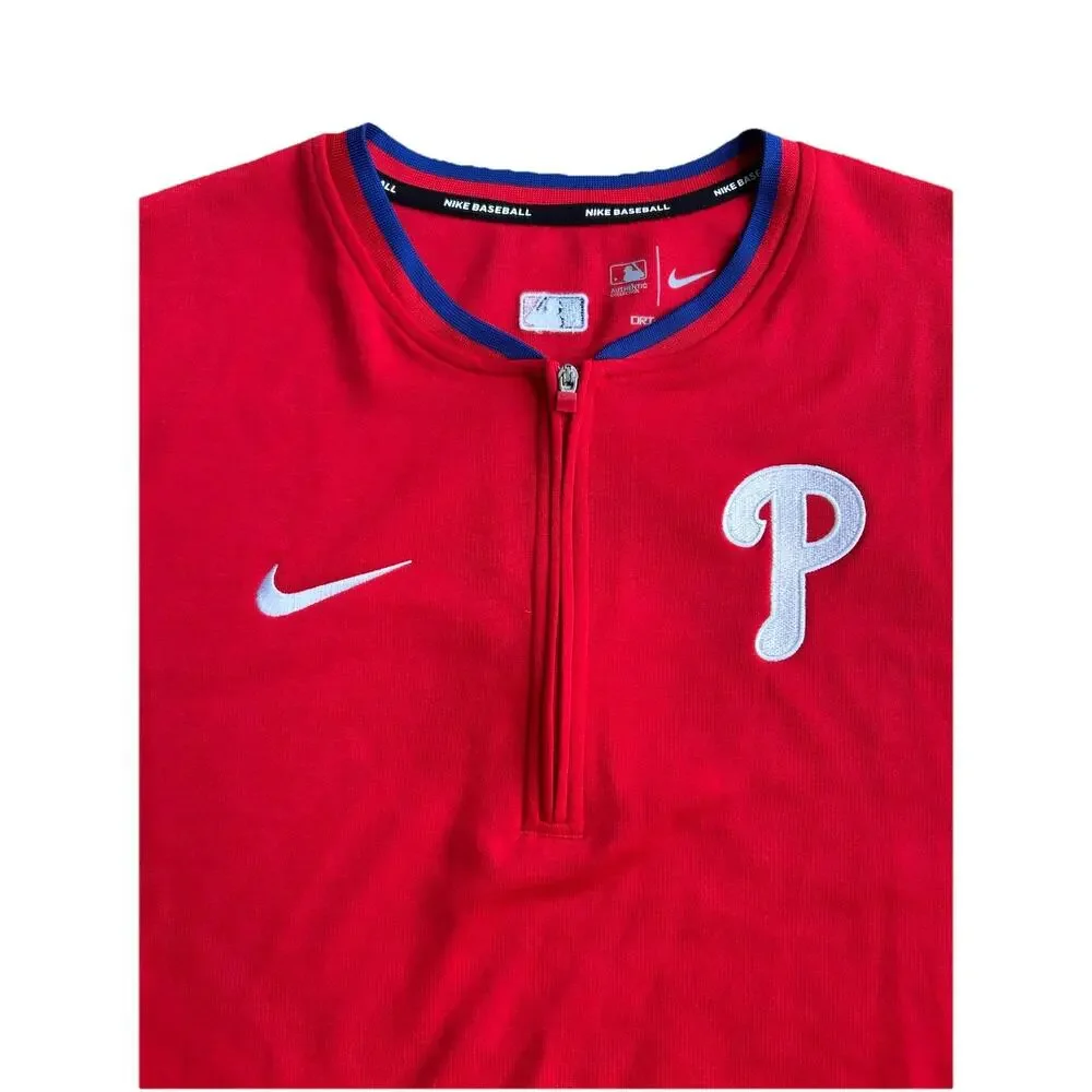 Philadelphia Phillies Nike Pullover Men's Size Large 1/4 Zip Red MLB Baseball